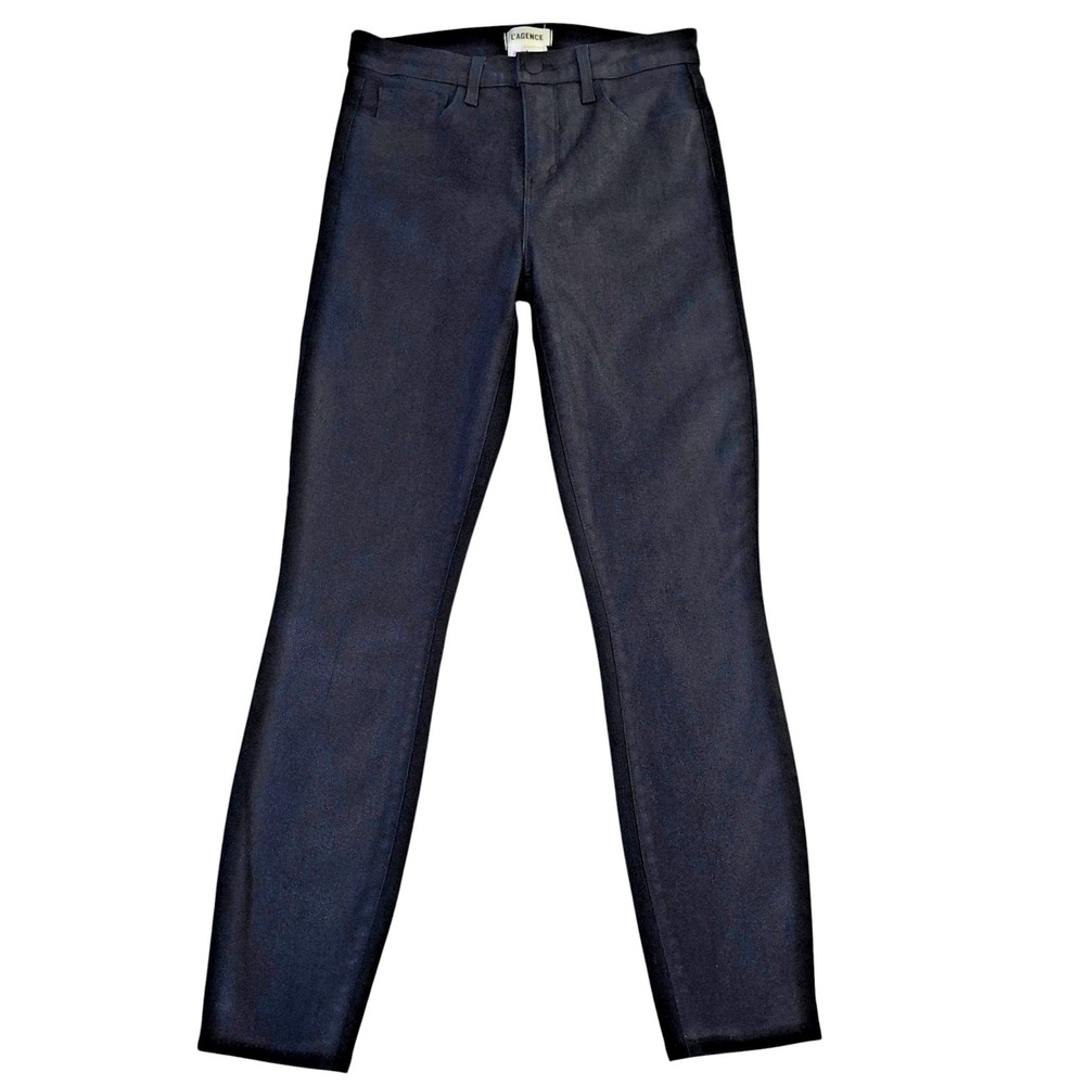 L'AGENCE Margot Coated Skinny Jeans Women's Size‎ 26 Black Denim High Rise